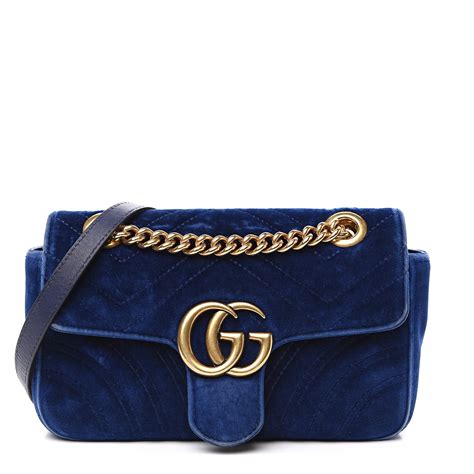 GUCCI Velvet Matelasse Mini GG Marmont Shoulder Bag 